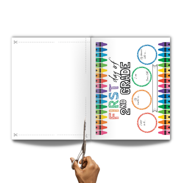 Buy Now on Amazon - Printed Book with First Day of School and Last Day of School signs - crayon theme design
