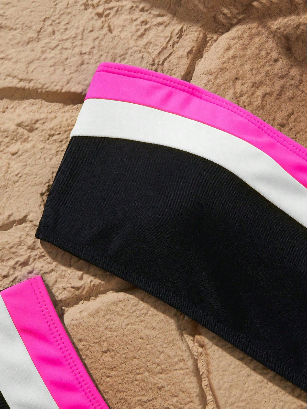 New Resort Party Beach Patchwork Bandeau Split Bikini Swimwear For Women Vacation Summer
