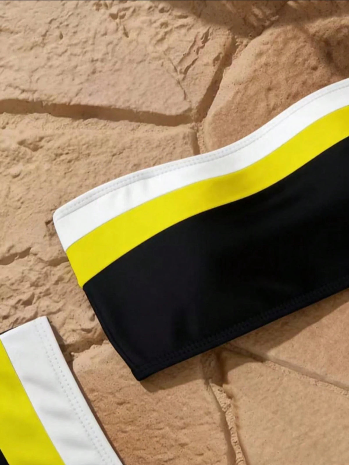 New Resort Party Beach Patchwork Bandeau Split Bikini Swimwear For Women Vacation Summer