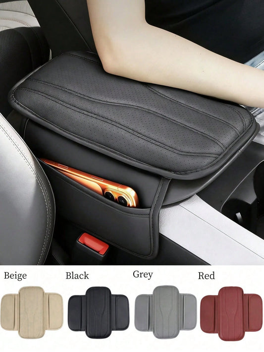 New Universal Car Center Console Sunshade With 2 Storage Pockets- Leather Armrest Box Cover, Waterproof Armrest Box Pad, Armrest Box Cover, Interior Decoration Accessories Suitable For SUV/Pickup/Car