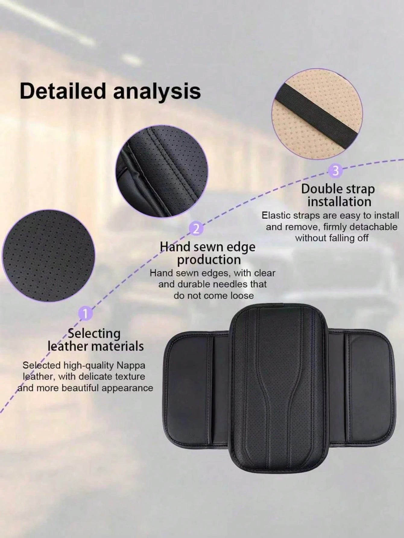 New Universal Car Center Console Sunshade With 2 Storage Pockets- Leather Armrest Box Cover, Waterproof Armrest Box Pad, Armrest Box Cover, Interior Decoration Accessories Suitable For SUV/Pickup/Car