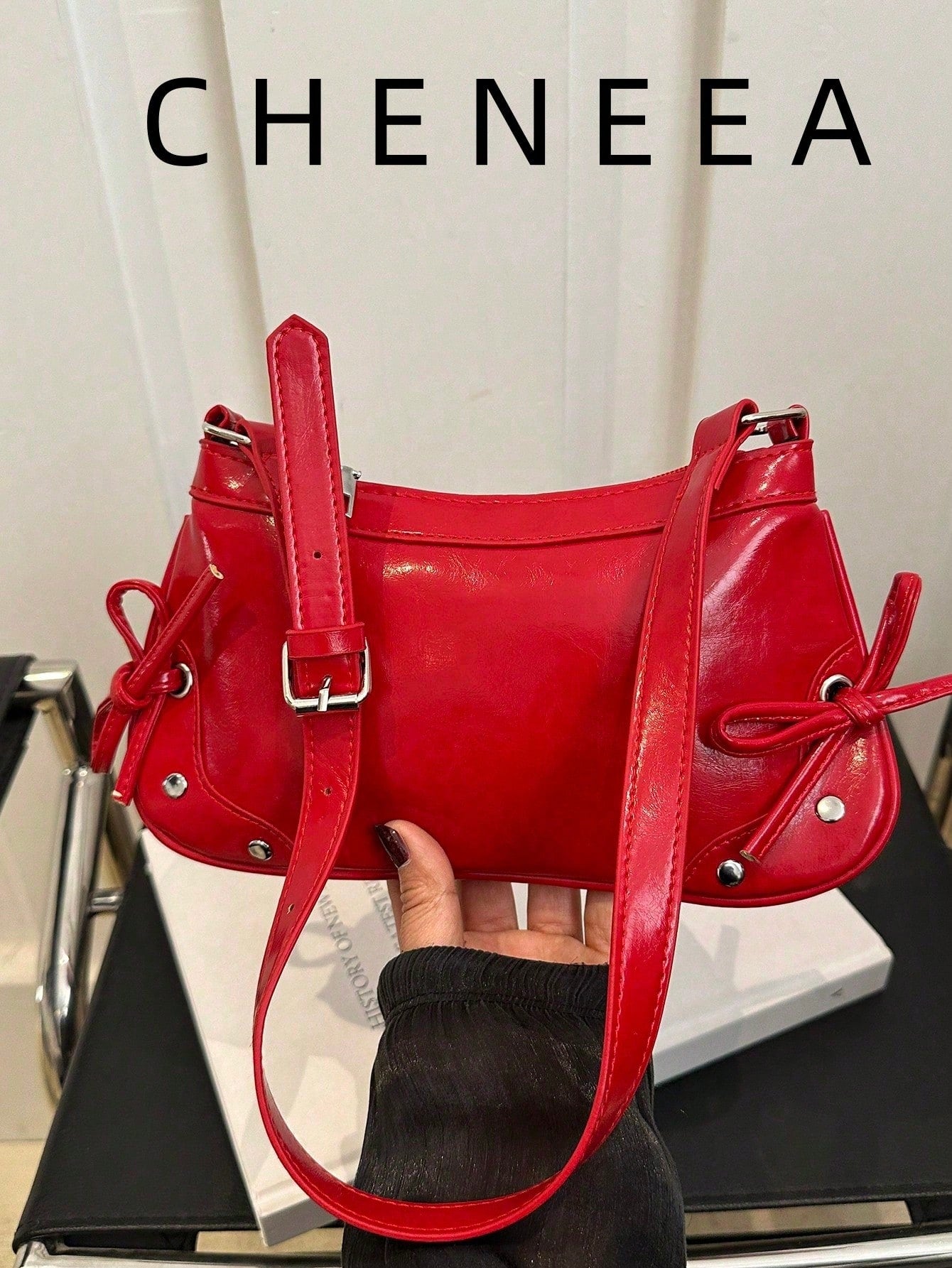 New Vintage Fashionable Polka Dot Print Envelope Bag For Spring/Summer, Zipper Closure, Metal Chain, Small Capacity Soft Shoulder Underarm Bag
