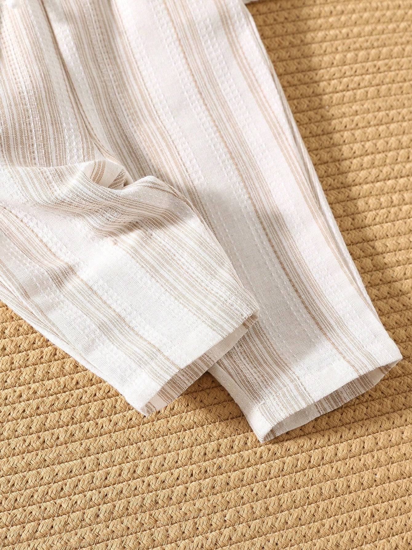 Newborn Baby Boy Casual Striped Short Sleeve Shirt & Elastic Waist Pants 2 Pieces Set, Summer