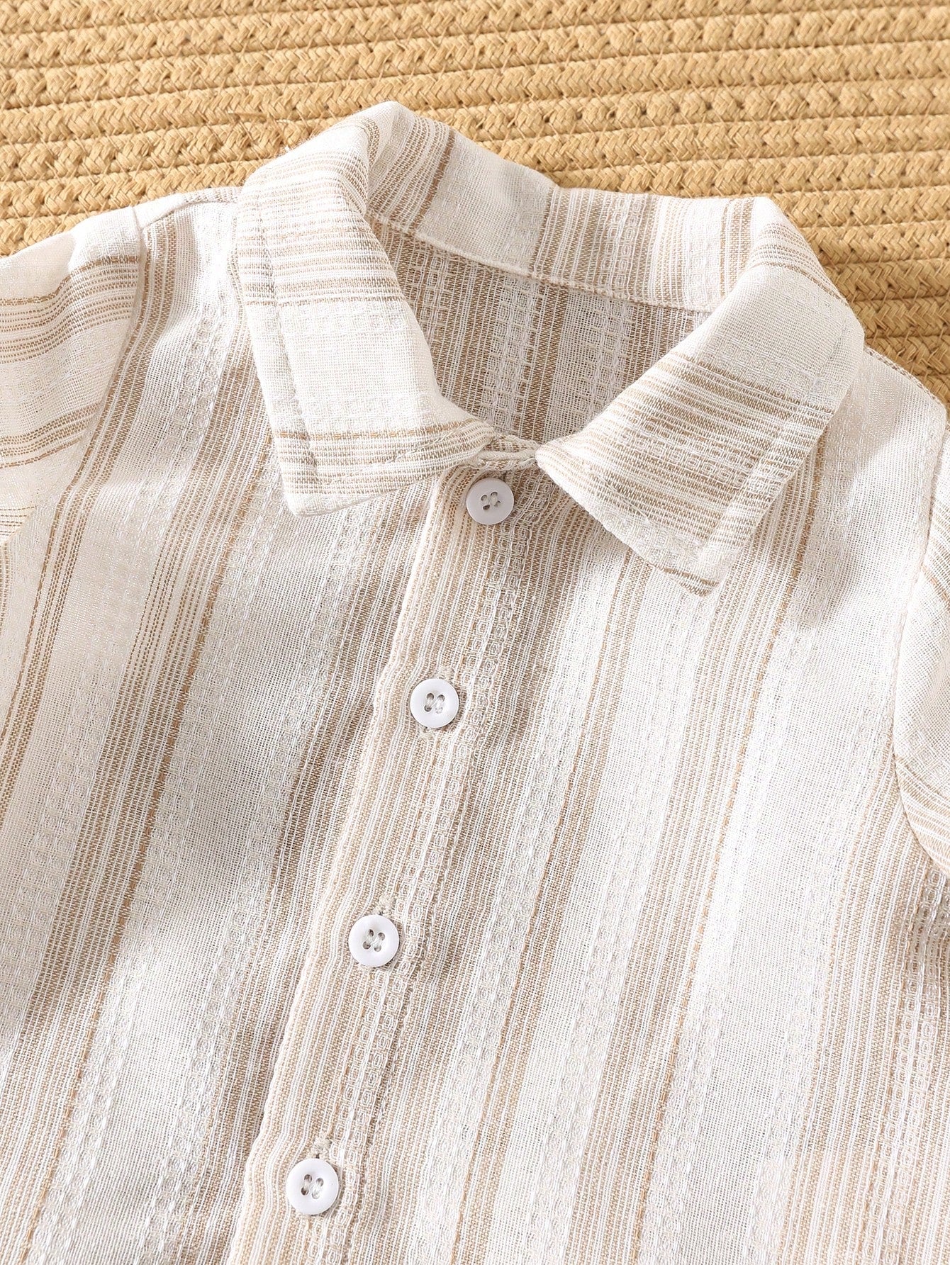 Newborn Baby Boy Casual Striped Short Sleeve Shirt & Elastic Waist Pants 2 Pieces Set, Summer