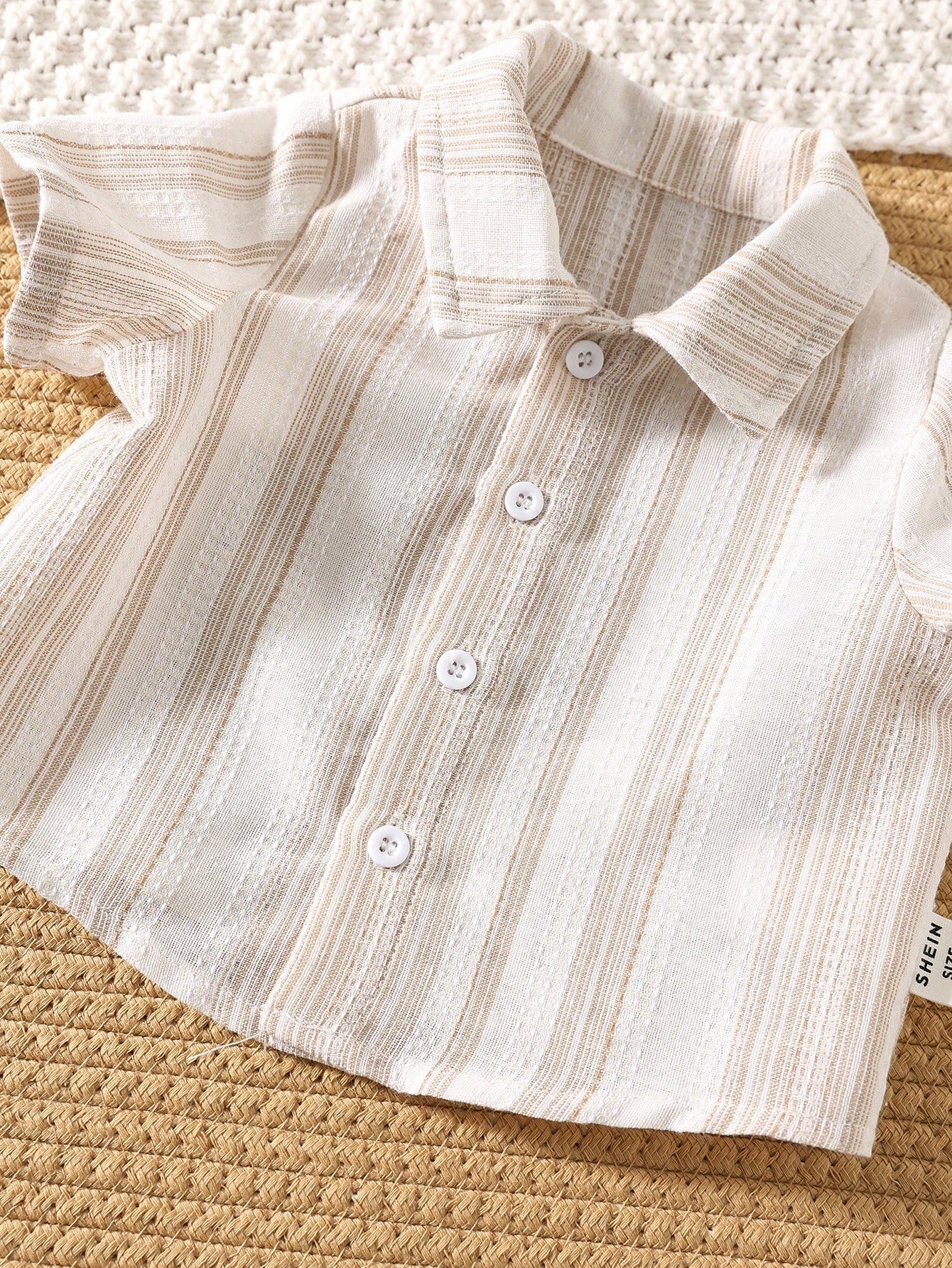 Newborn Baby Boy Casual Striped Short Sleeve Shirt & Elastic Waist Pants 2 Pieces Set, Summer