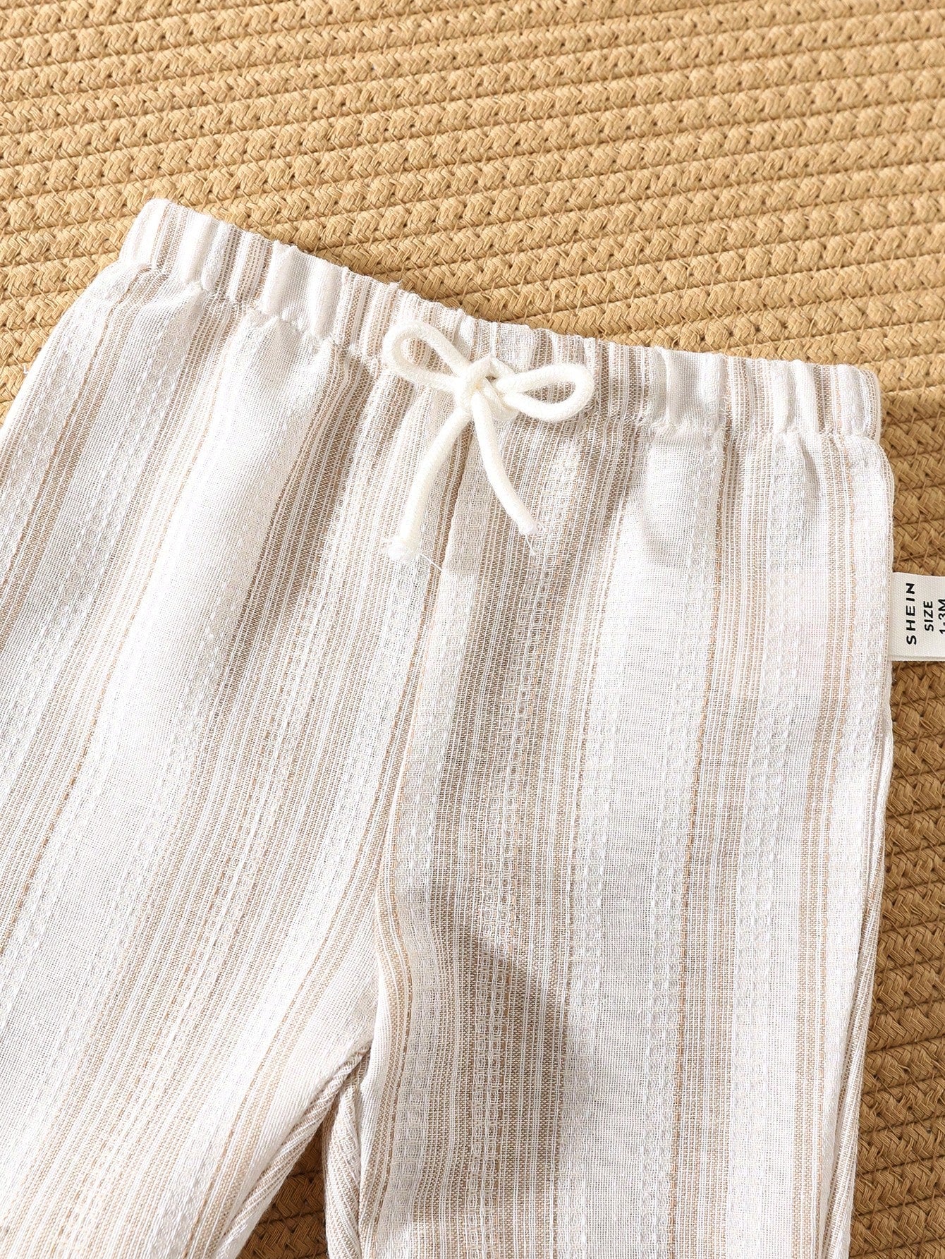 Newborn Baby Boy Casual Striped Short Sleeve Shirt & Elastic Waist Pants 2 Pieces Set, Summer
