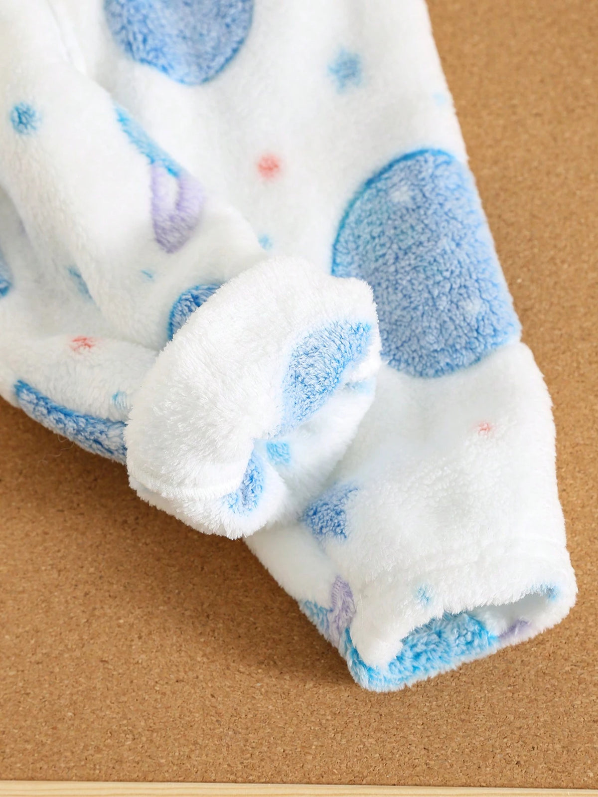 Newborn Baby Boy/Girl Cute Cartoon Star Pattern Fluffy Hooded Long Sleeve Jumpsuit, Suitable For Autumn/Winter Outings And Home Wear