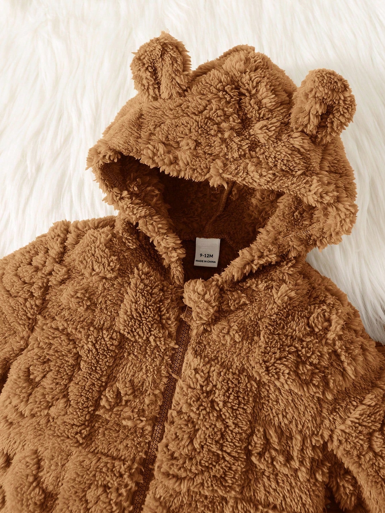 Newborn Baby Boy/Girl Fluffy Hooded Footed Autumn Jumpsuit,Brown,Winter,Cute Modest, Matching Cute Cartoon Pattern Thermal Lined Teddy Bear Outfit