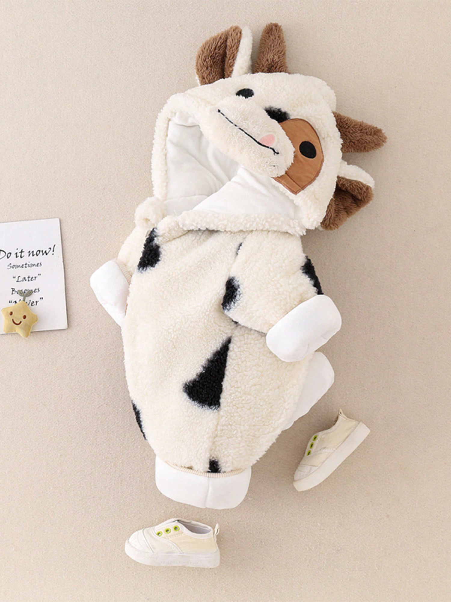 Newborn Baby Boy Girl Winter Outfit Hooded Jumpsuit Infant One Piece Romper Baby Warm Snowsuit Clothes Gifts Set Cute Cow Outfit