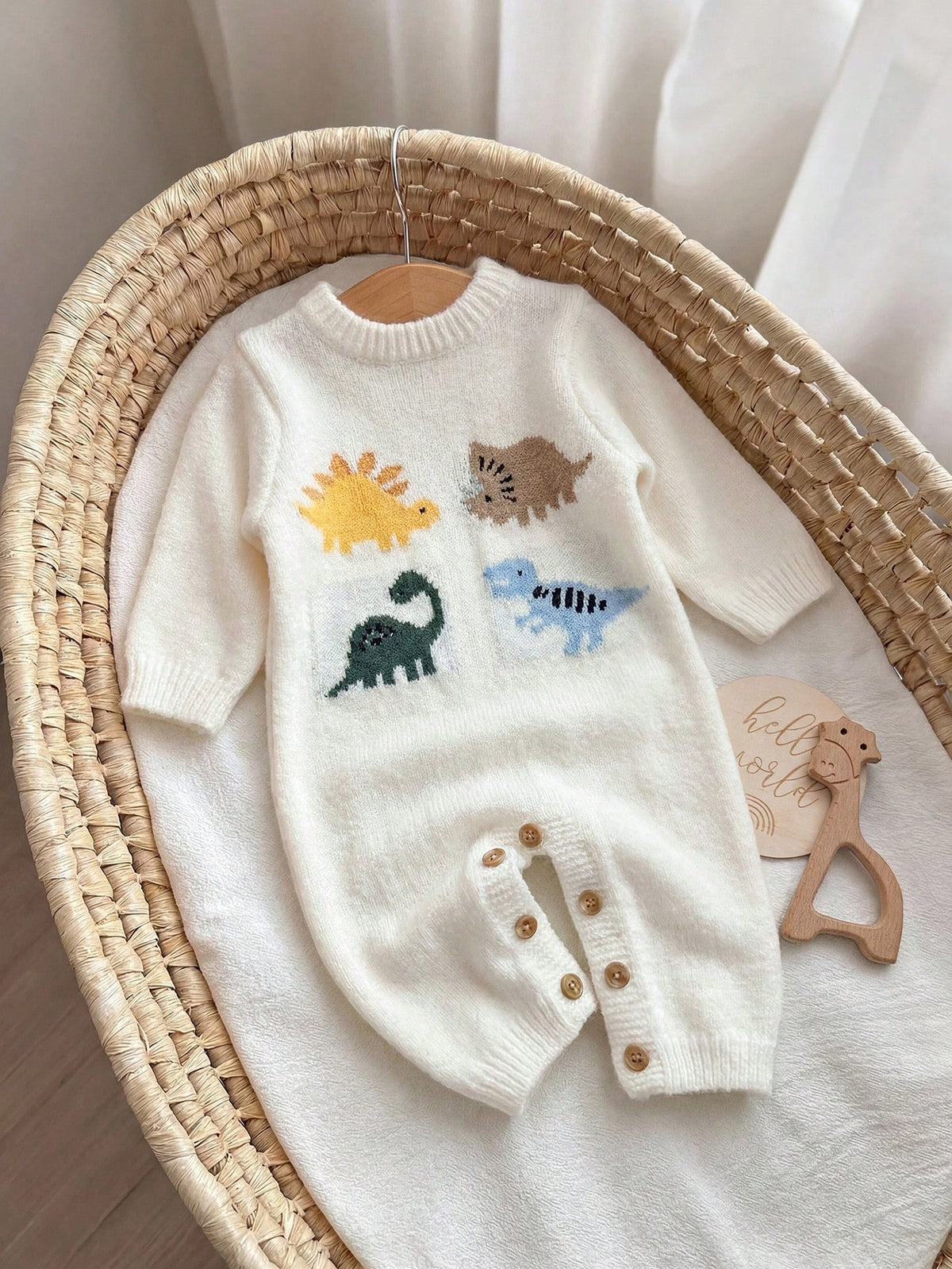 Newborn Baby Cartoon Pattern Casual Daily Knit Autumn Winter Romper