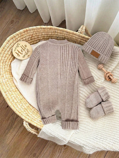 Newborn Baby Cartoon Pattern Casual Daily Knit Autumn Winter Romper
