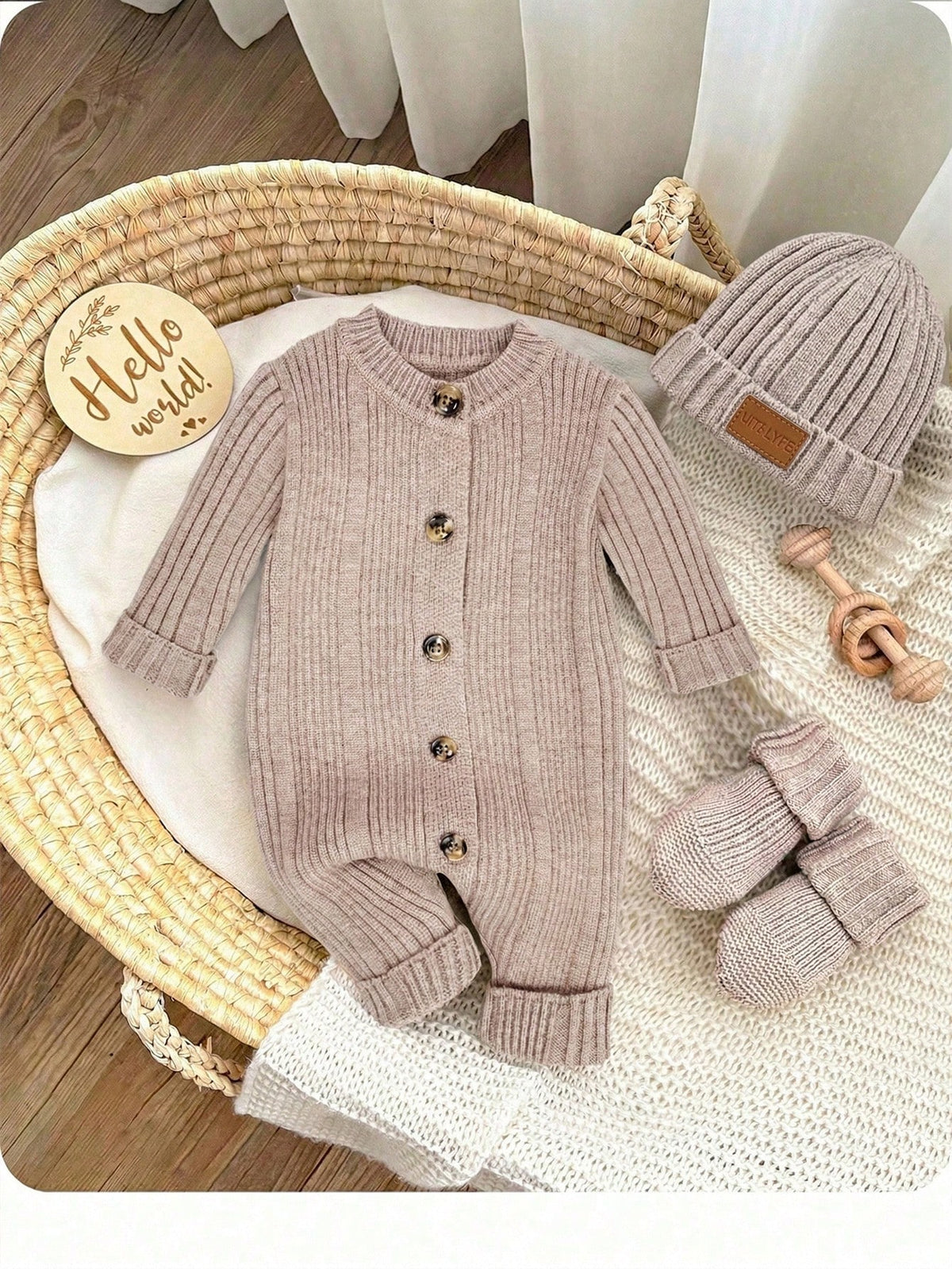 Newborn Baby Cartoon Pattern Casual Daily Knit Autumn Winter Romper