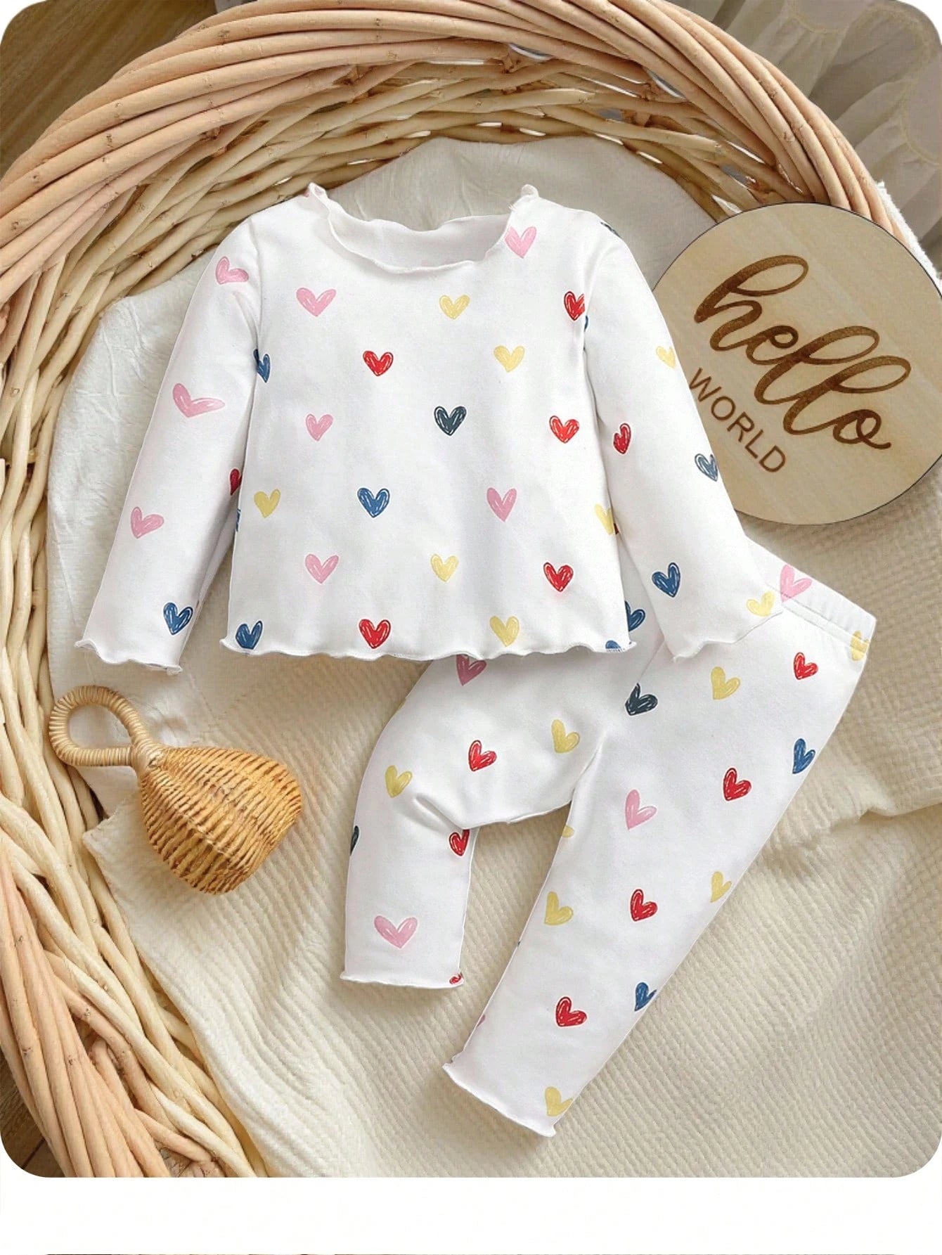 Newborn Baby Girl Outfit With Bow, Graphic Patchwork, Casual Style