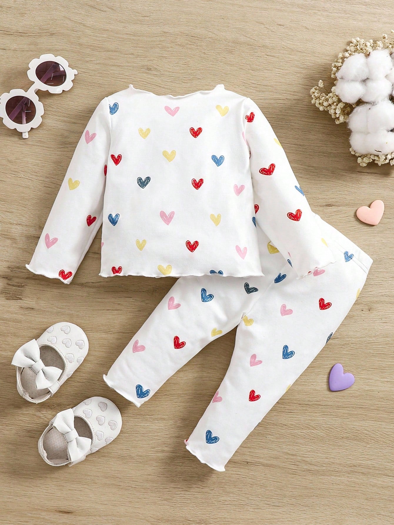 Newborn Baby Girl Outfit With Bow, Graphic Patchwork, Casual Style