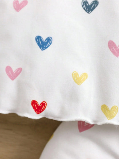 Newborn Baby Girl Outfit With Bow, Graphic Patchwork, Casual Style