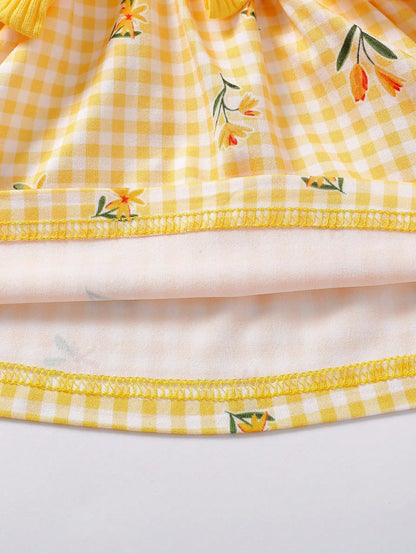 Newborn Baby Girl's Summer Cute Dress&Matching Headband 2 Pieces Set Long Sleeved Floral Clothes