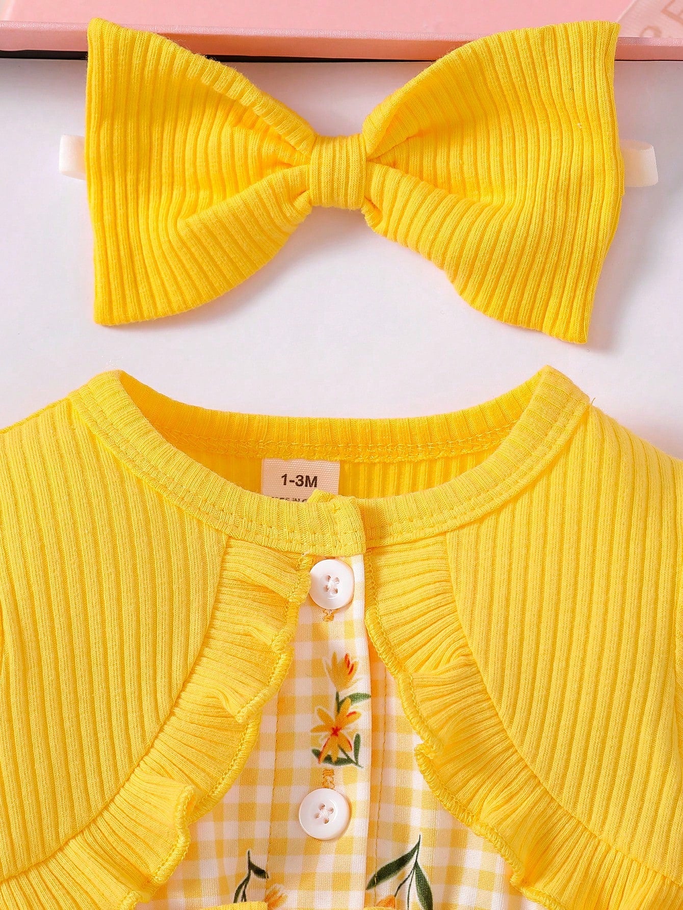 Newborn Baby Girl's Summer Cute Dress&Matching Headband 2 Pieces Set Long Sleeved Floral Clothes