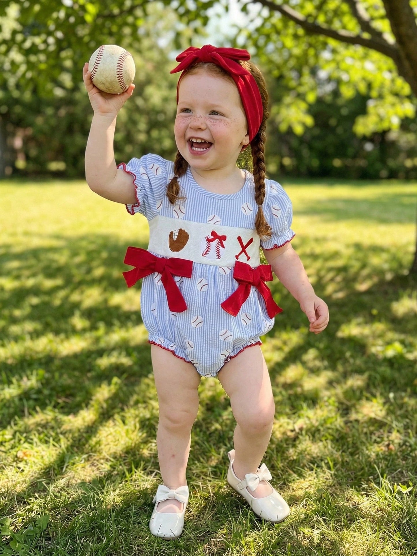 Newborn Baby Girl Short Sleeve Baseball Bubble Romper Striped Jumpsuit With Headband Cute Summer Clothes