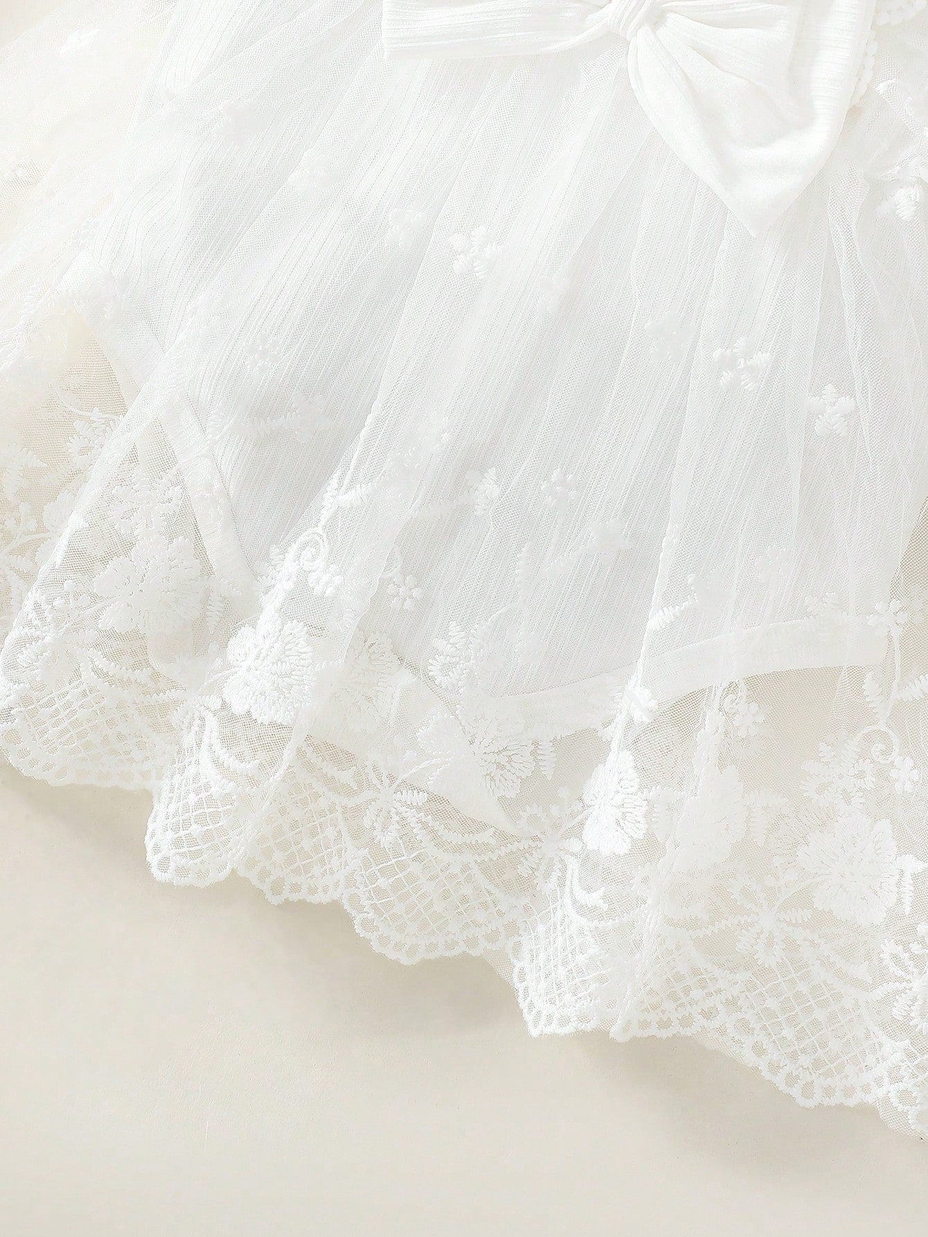 Newborn Baby Girls Summer All White Sweet Princess Lace Bow Floral Embroidery Sleeveless Romper Dress Cute Elegant Christening Baptism Dress Outfit
