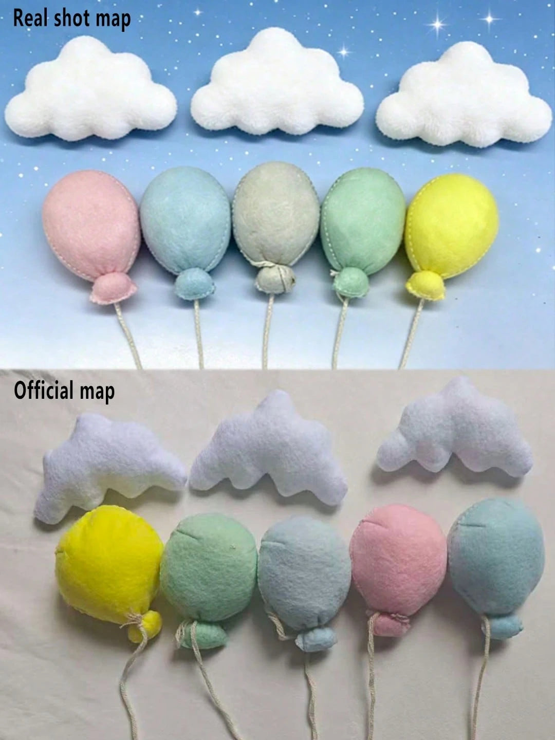 Newborn Photography Props INS Style Felt Balloon Cloud Set Baby Full Month 100 Days Photo Decoration Almond Cookie Colorful Kids Room Decor
