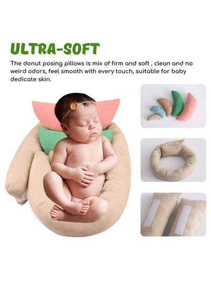 Newborn Photography Props, Ultra-Soft Baby Donut Posing Pillows, Professional Baby Photo Props Set Fits 0-6 Months Baby,Pack Of 6, Multicolor Baby Shower Family Decorations Gifts Baby Shower Easter Gi