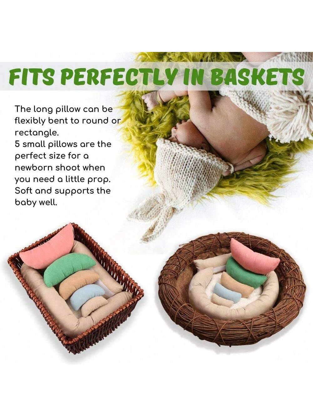 Newborn Photography Props, Ultra-Soft Baby Donut Posing Pillows, Professional Baby Photo Props Set Fits 0-6 Months Baby,Pack Of 6, Multicolor Baby Shower Family Decorations Gifts Baby Shower Easter Gi