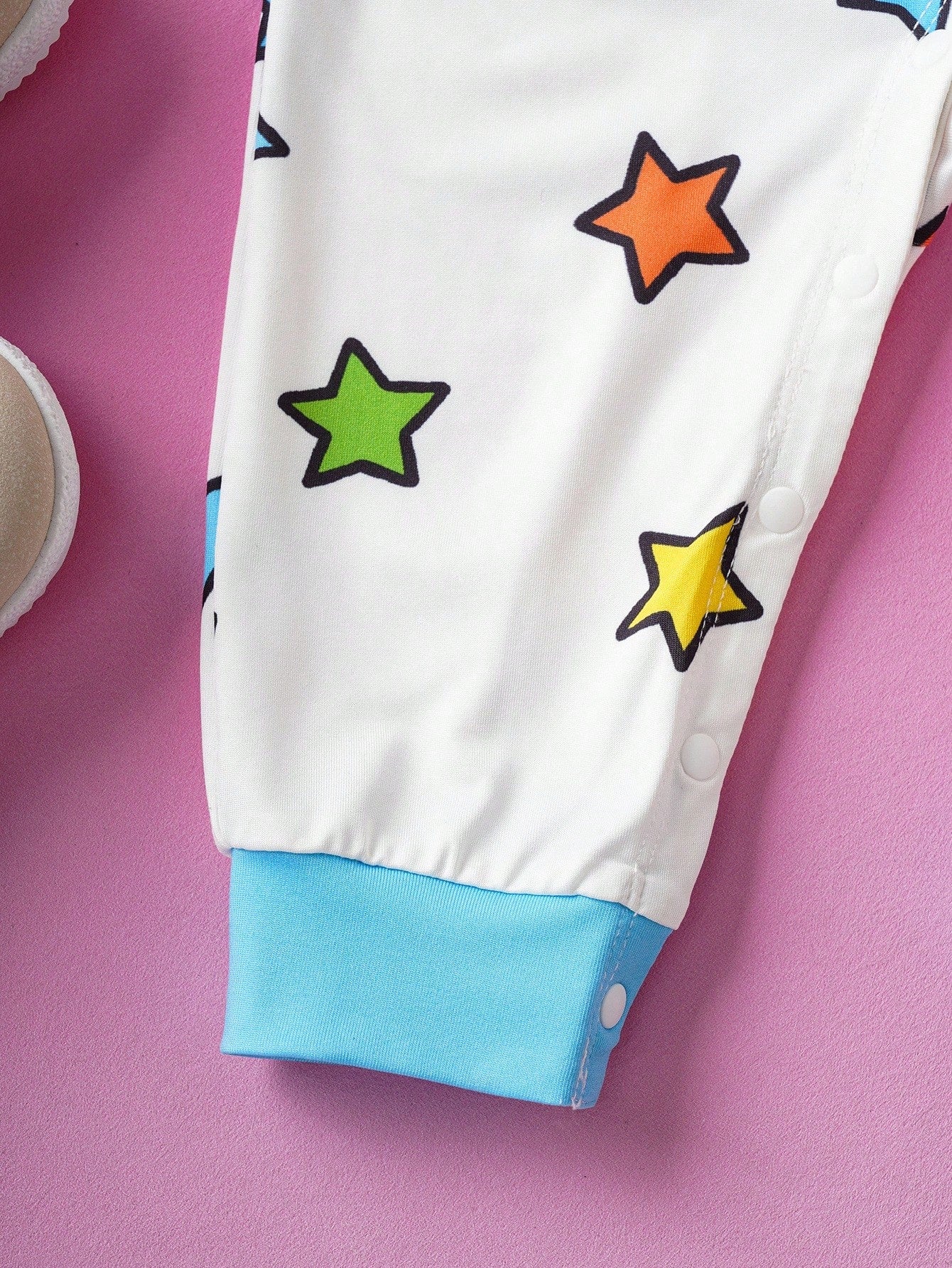 Nick 90s| Baby Boy Cartoon Cute Cartoon Figure Graphic & Colorful Star Print Blue & White Contrast Long Sleeve Jumpsuit, Suitable For Autumn/Winter Fall