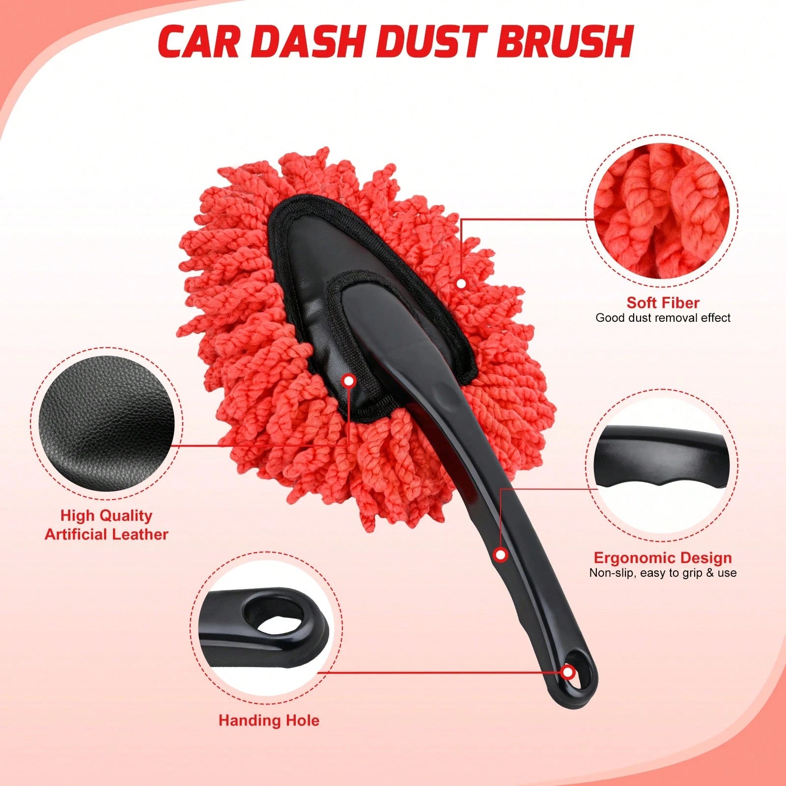 Nilight 15PCS Car Detailing Kit Auto Cleaning Tools Wash Set With Storage Carry Bag Beginners Easy To Use For Interior Exterior Car Care Clean Windshield Dashboard Seat Air Vents Wheels Tires, Red