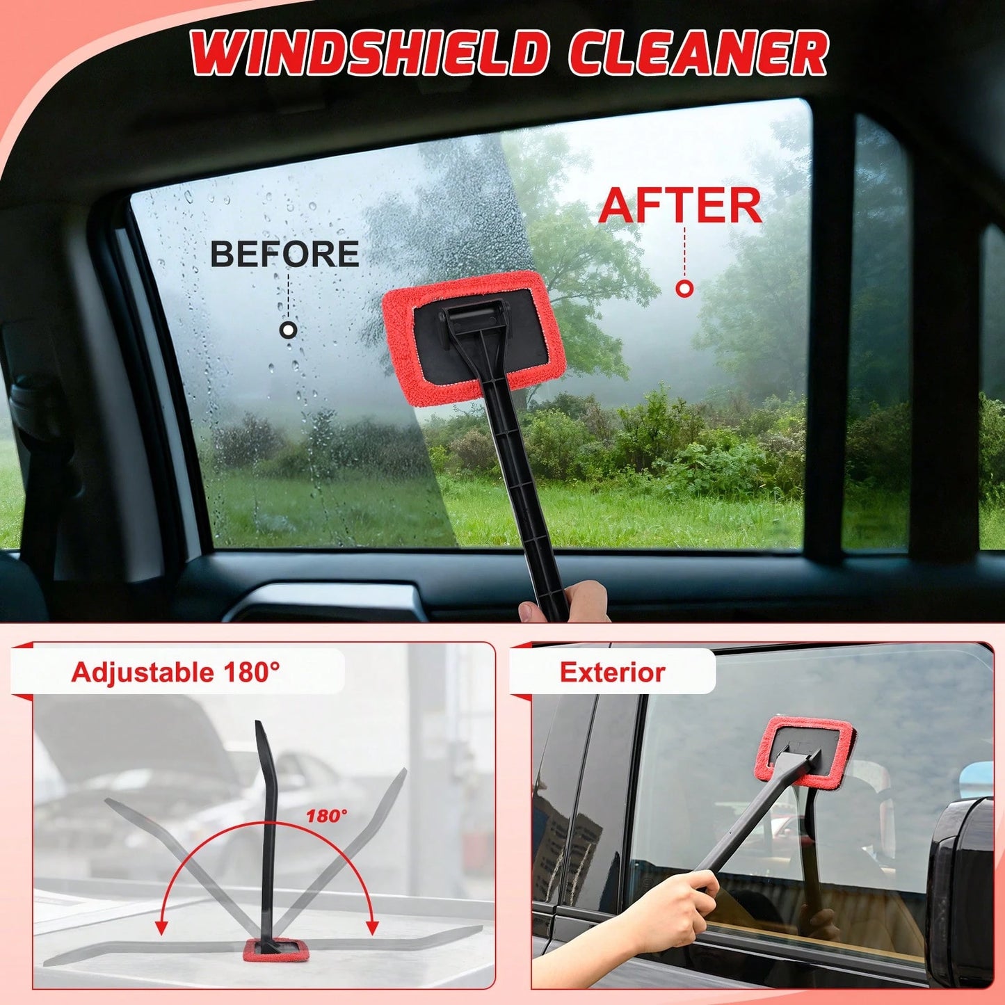 Nilight 15PCS Car Detailing Kit Auto Cleaning Tools Wash Set With Storage Carry Bag Beginners Easy To Use For Interior Exterior Car Care Clean Windshield Dashboard Seat Air Vents Wheels Tires, Red