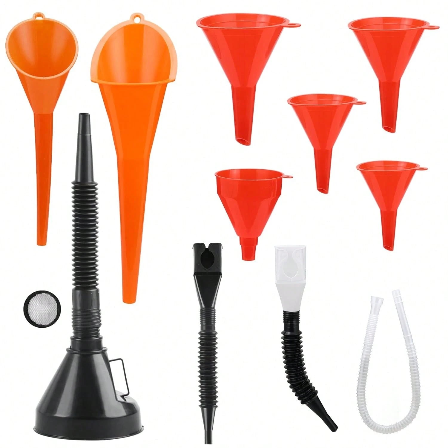 Nilight 4-In-1 Automotive Funnel Set – Durable Wide-Mouth Oil Funnel With Removable Filter &Flexible Long Neck Extensions, Ideal For Engine Oil Change, Gasoline Transfer, Coolant Adding, Compatible Wi