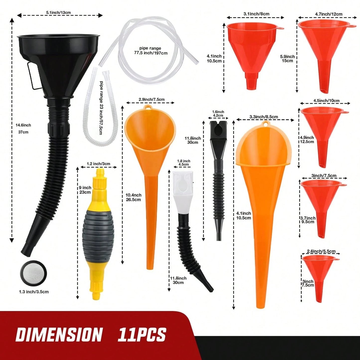 Nilight 4-In-1 Automotive Funnel Set – Durable Wide-Mouth Oil Funnel With Removable Filter &Flexible Long Neck Extensions, Ideal For Engine Oil Change, Gasoline Transfer, Coolant Adding, Compatible Wi