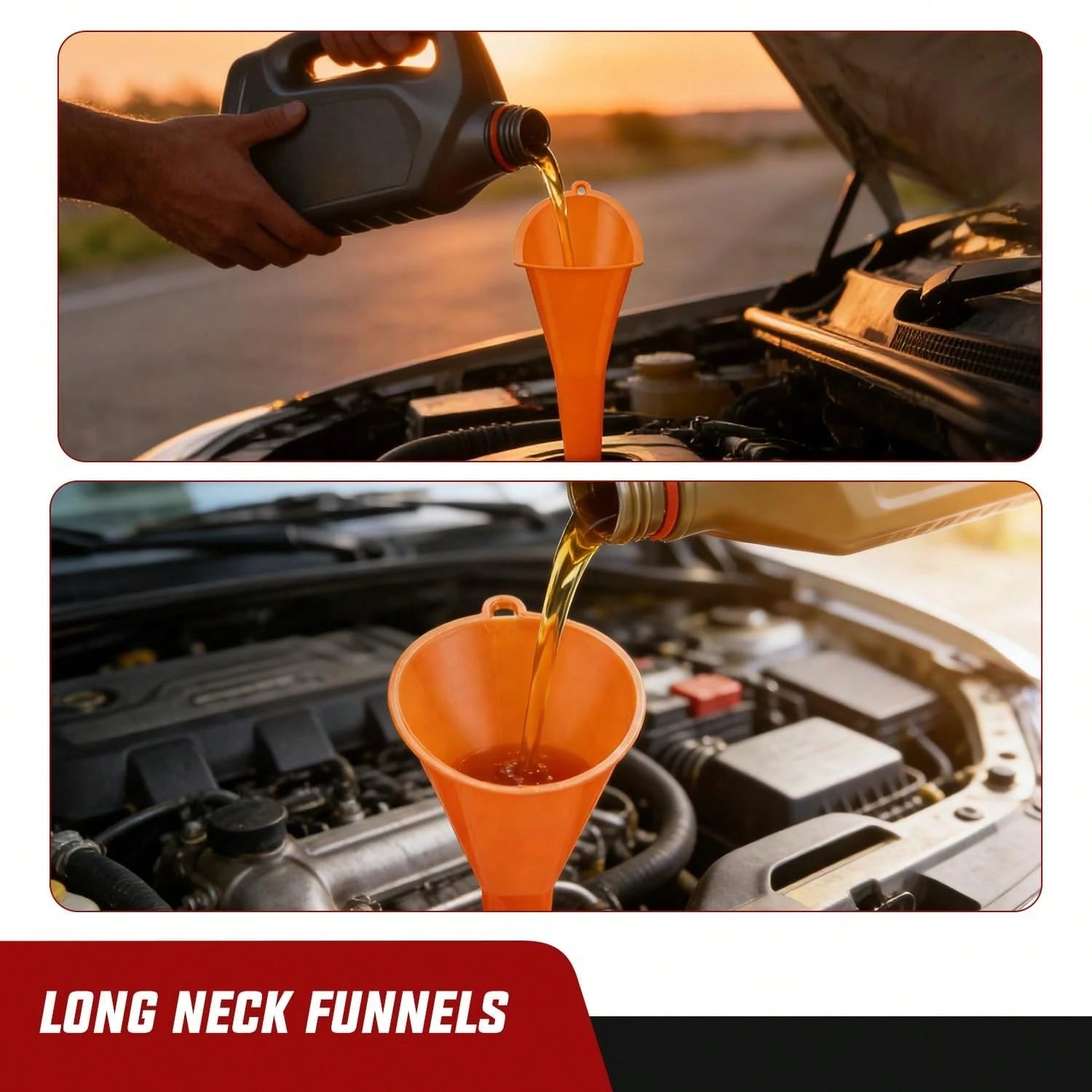 Nilight 4-In-1 Automotive Funnel Set – Durable Wide-Mouth Oil Funnel With Removable Filter &Flexible Long Neck Extensions, Ideal For Engine Oil Change, Gasoline Transfer, Coolant Adding, Compatible Wi