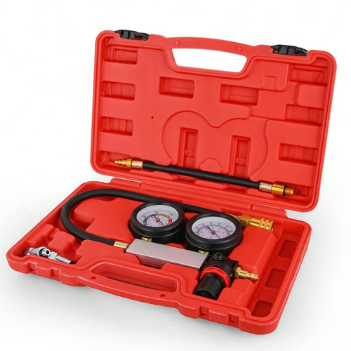 Nilight Cylinder Leak Down Tester Kit- Dual Gauge Engine Diagnostics Tool For Gasoline Cars & Motorcycles- Detects Blown Head Gaskets & Valve Leaks With 10mm 12mm 14mm 18mm Adapters