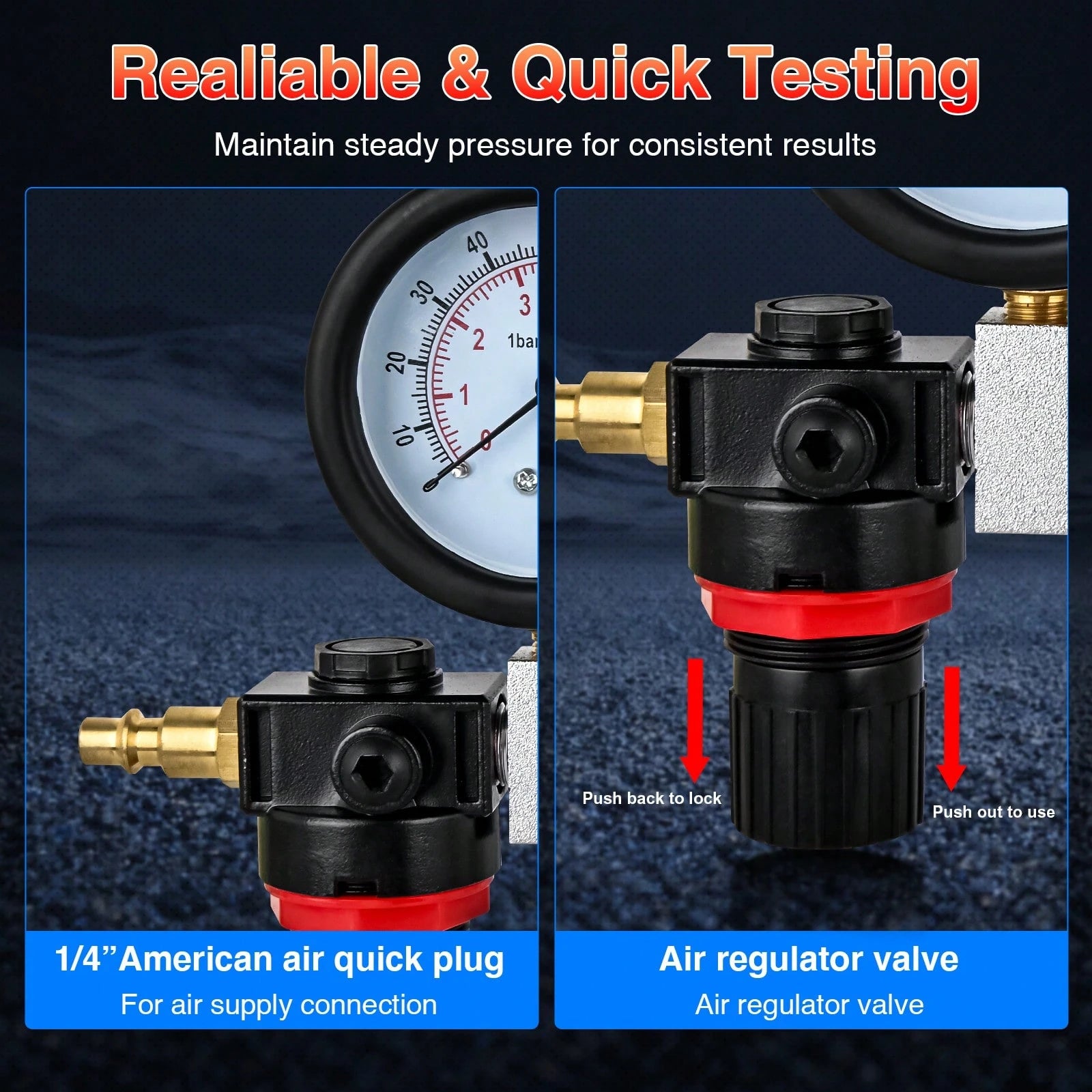 Nilight Cylinder Leak Down Tester Kit- Dual Gauge Engine Diagnostics Tool For Gasoline Cars & Motorcycles- Detects Blown Head Gaskets & Valve Leaks With 10mm 12mm 14mm 18mm Adapters
