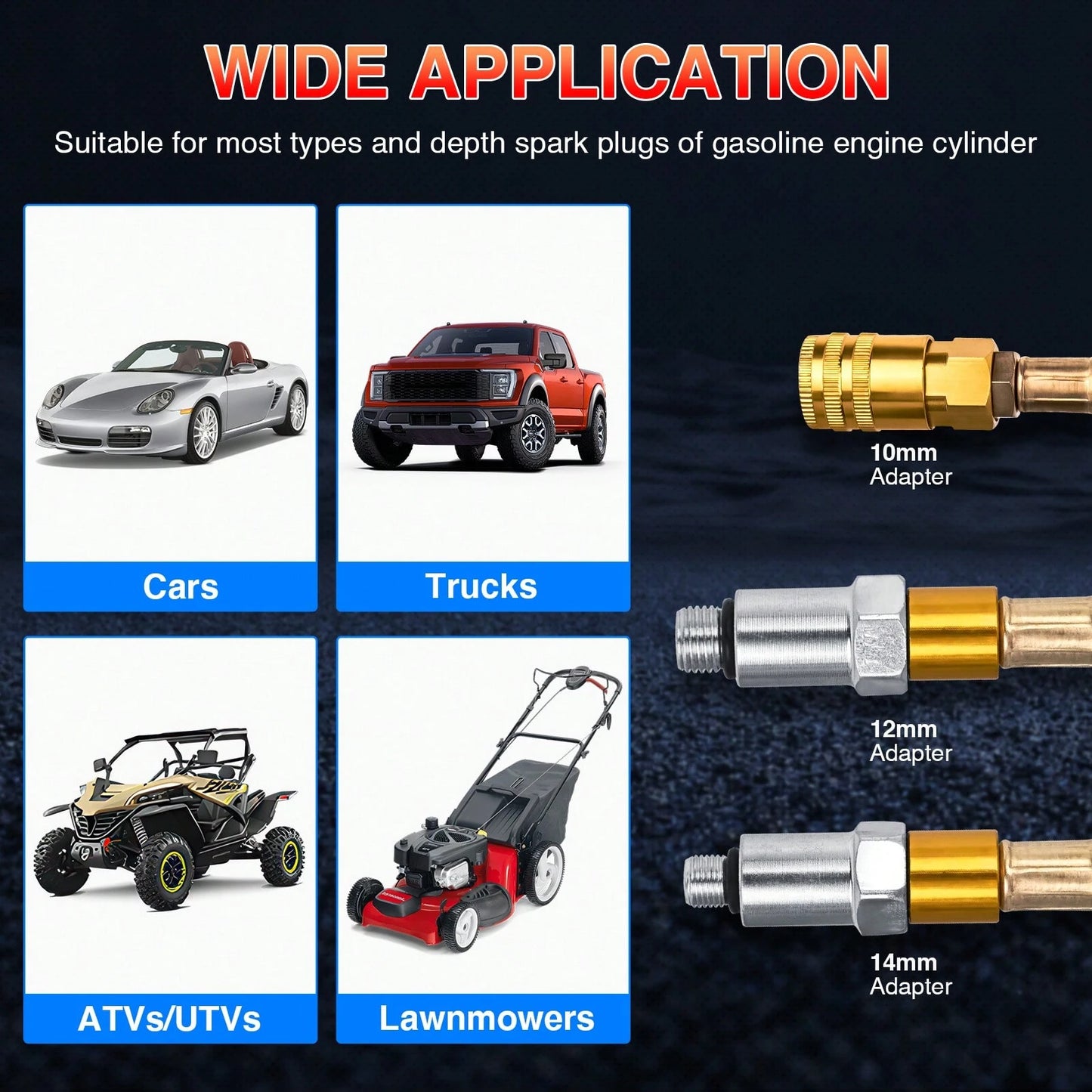 Nilight Cylinder Leak Down Tester Kit- Dual Gauge Engine Diagnostics Tool For Gasoline Cars & Motorcycles- Detects Blown Head Gaskets & Valve Leaks With 10mm 12mm 14mm 18mm Adapters
