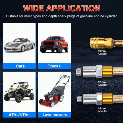 Nilight Cylinder Leak Down Tester Kit- Dual Gauge Engine Diagnostics Tool For Gasoline Cars & Motorcycles- Detects Blown Head Gaskets & Valve Leaks With 10mm 12mm 14mm 18mm Adapters