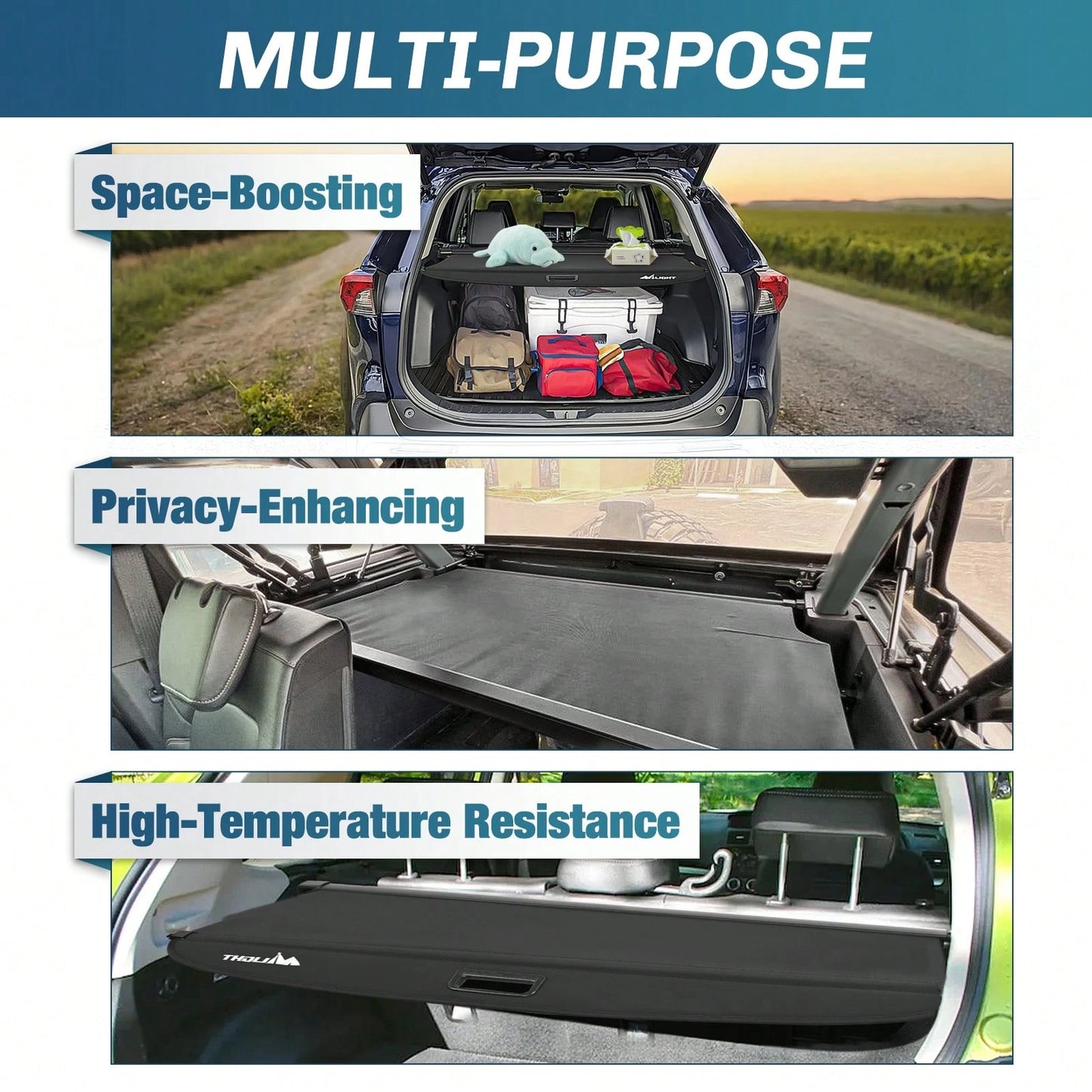 Nilight Trunk Cargo Cover Compatible With Toyota RAV4 Accessories 2019 2020 2021 2022 2023 2024 2025, Retractable Security Shade Rear Cargo Cover, With Trunk Storage Net, 1-Pack