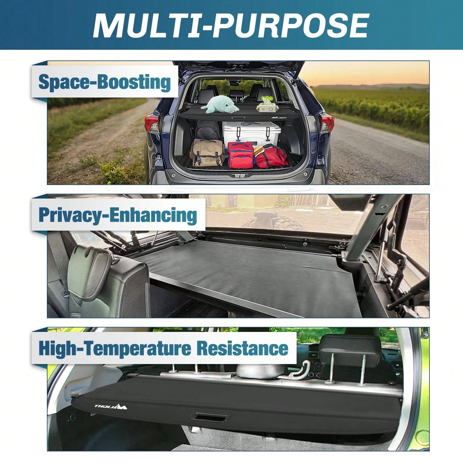 Nilight Trunk Cargo Cover Compatible With Toyota RAV4 Accessories 2019 2020 2021 2022 2023 2024 2025, Retractable Security Shade Rear Cargo Cover, With Trunk Storage Net, 1-Pack