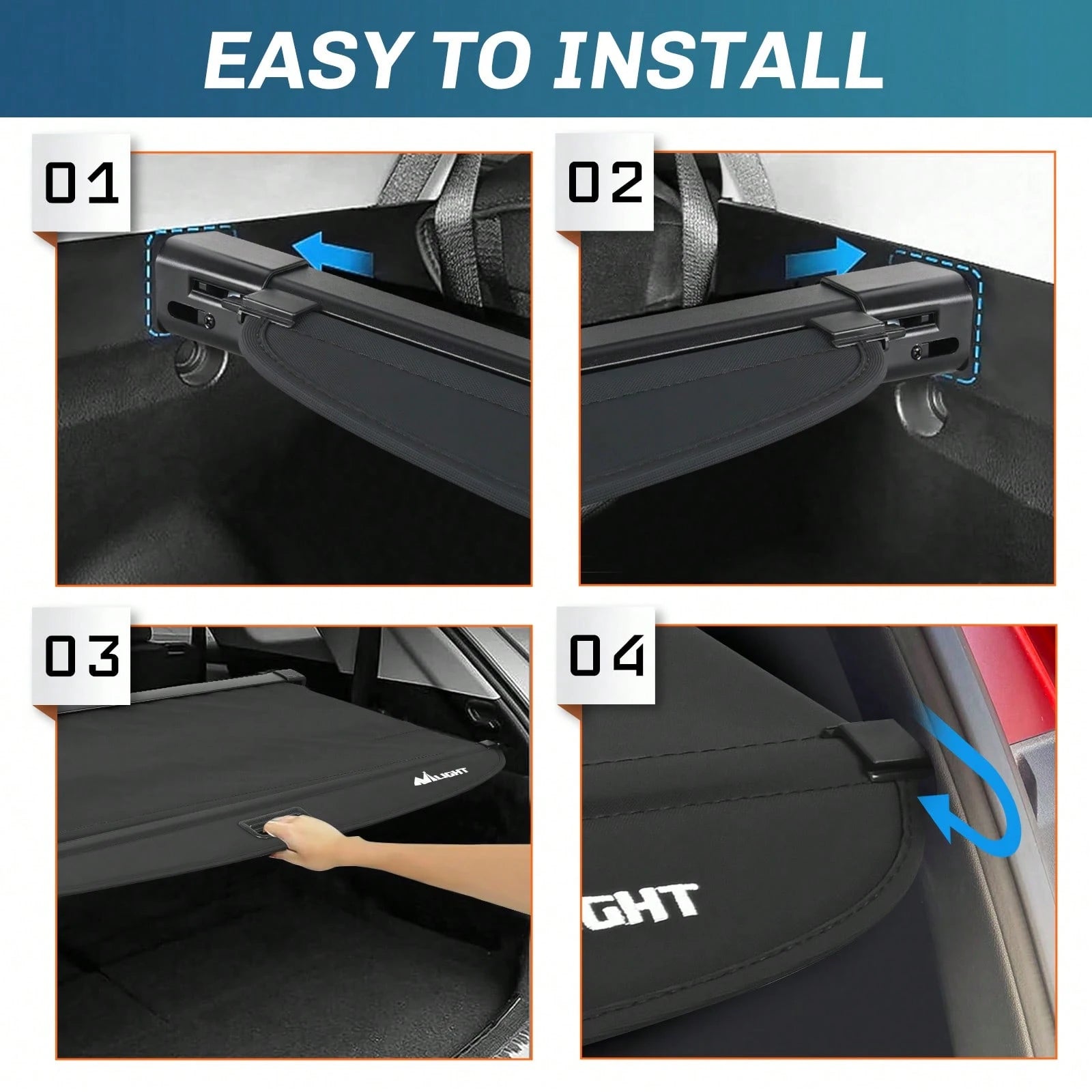 Nilight Trunk Cargo Cover Compatible With Toyota RAV4 Accessories 2019 2020 2021 2022 2023 2024 2025, Retractable Security Shade Rear Cargo Cover, With Trunk Storage Net, 1-Pack