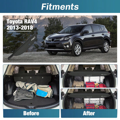 Nilight Trunk Cargo Cover Compatible With Toyota RAV4 Accessories 2019 2020 2021 2022 2023 2024 2025, Retractable Security Shade Rear Cargo Cover, With Trunk Storage Net, 1-Pack