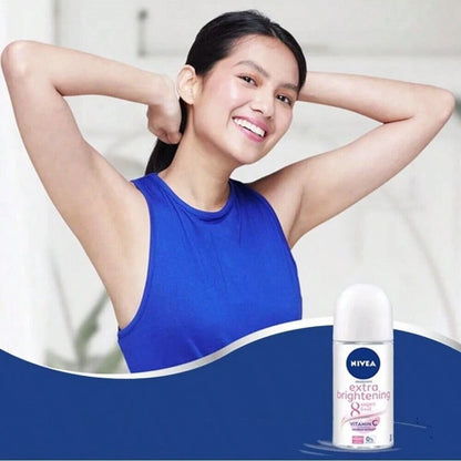Nivea Extra Brightening 8 Super Food, Vitamin C Collagen Booster Underarm Roll On Deodorant, Size 50 Ml, 1.69 Oz (Pack Of 3)