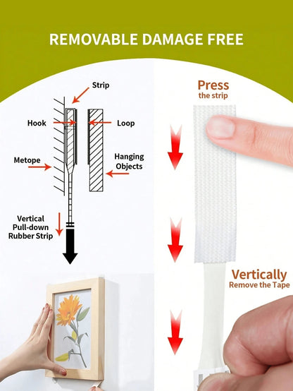 No-Drill Hanging Strips, Double-Sided Removable Magic Wall Stickers, Tool-Free Installation, Suitable For Picture Frames, Photo Frames, Artwork