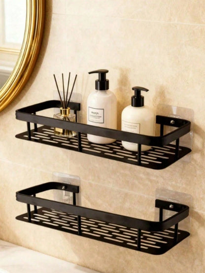 [No Drilling Required] Large Capacity Wall-Mounted Bathroom Storage Rack| Drill-Free Installation, Space-Saving, Easy To Install| Bathroom And Kitchen Hanging Storage Rack, Can Store Toiletries, Cos