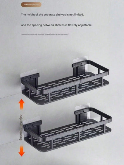 [No Drilling Required] Large Capacity Wall-Mounted Bathroom Storage Rack| Drill-Free Installation, Space-Saving, Easy To Install| Bathroom And Kitchen Hanging Storage Rack, Can Store Toiletries, Cos