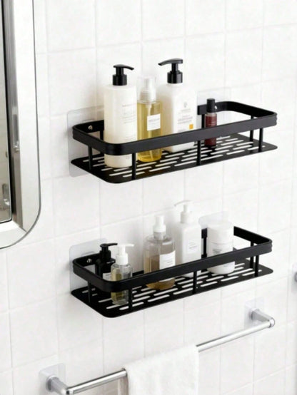 [No Drilling Required] Large Capacity Wall-Mounted Bathroom Storage Rack| Drill-Free Installation, Space-Saving, Easy To Install| Bathroom And Kitchen Hanging Storage Rack, Can Store Toiletries, Cos