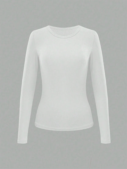 NostaNoir 3pcs Women All-Match Solid Color Slim Fit Long Sleeve T-Shirts, Versatile Fall Cloth For Women