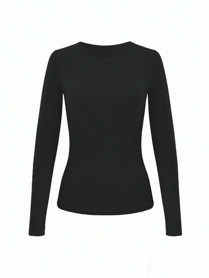 NostaNoir 3pcs Women All-Match Solid Color Slim Fit Long Sleeve T-Shirts, Versatile Fall Cloth For Women