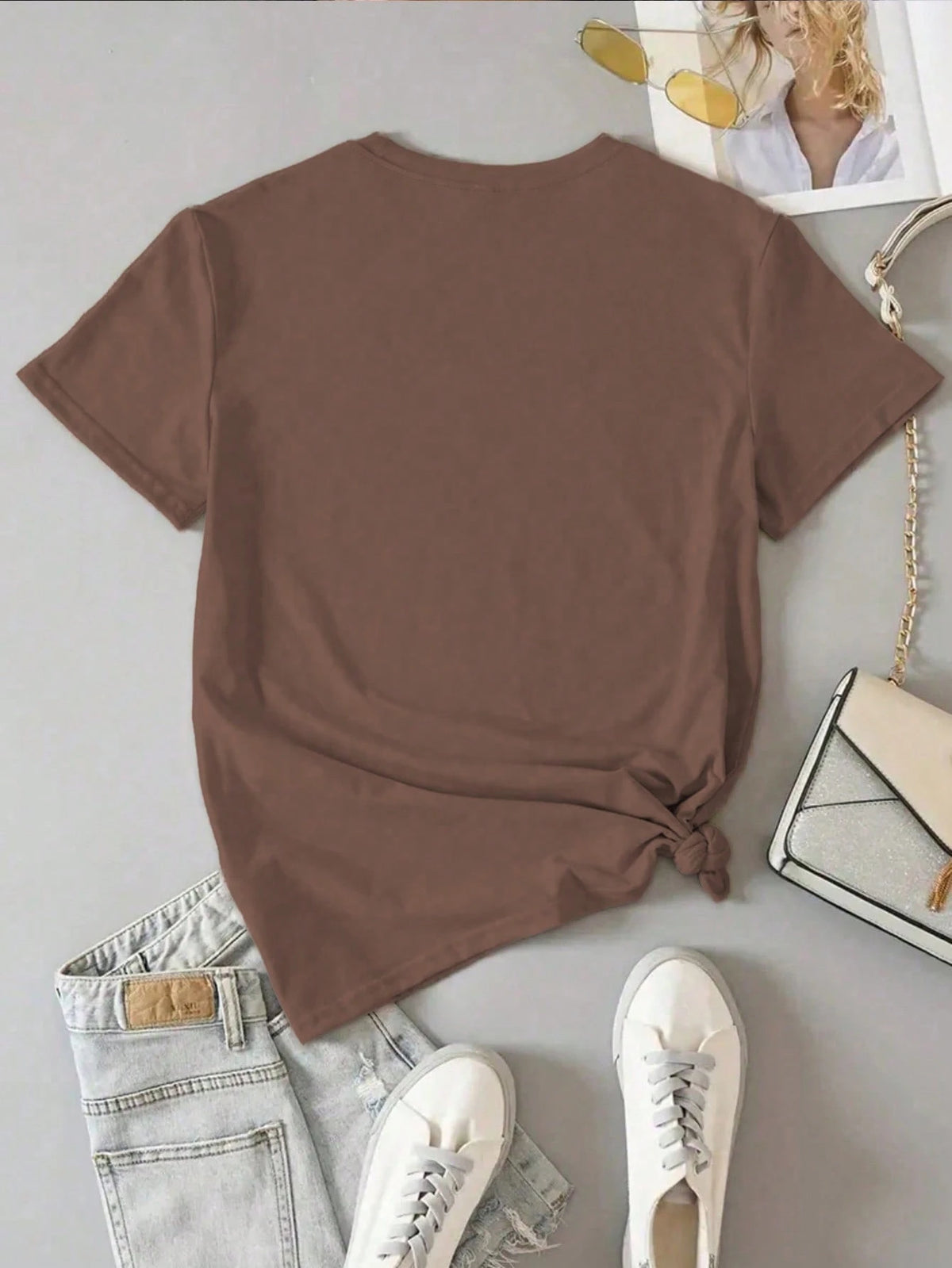 NostaNoir Casual Goose & Tulip Embroidery Short Sleeve T-Shirt, Spring/Summer