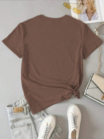NostaNoir Casual Goose & Tulip Embroidery Short Sleeve T-Shirt, Spring/Summer