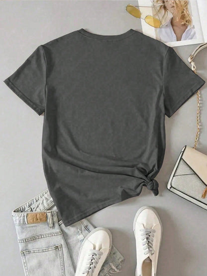 NostaNoir Casual Goose & Tulip Embroidery Short Sleeve T-Shirt, Spring/Summer